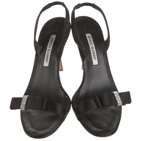 Manolo Blahnik Bow Accent Slingback Sandals - Picture 3 of 5